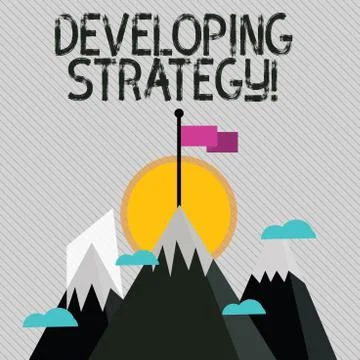 Text sign showing Developing Strategy. Conceptual photo Game plan that sets 스톡 일러스트