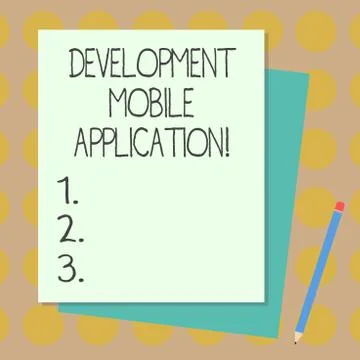 Text sign showing Development Mobile Application. Conceptual photo Writing 库存插图