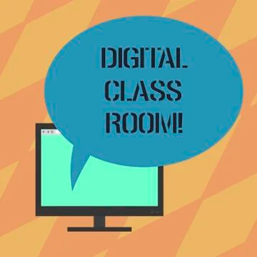 Text sign showing Digital Class Room. Conceptual photo where student learning Stock Illustration