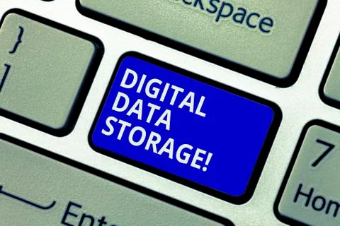 Text sign showing Digital Data Storage. Conceptual photo format for storing and Stock Photos