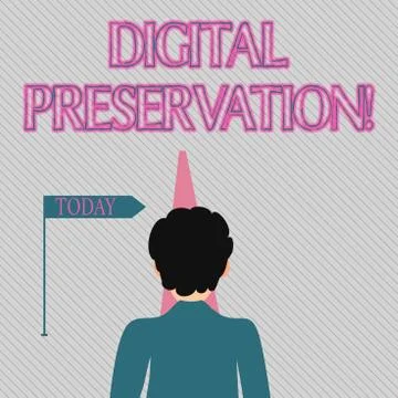 Text sign showing Digital Preservation. Conceptual photo ensuring access to 스톡 일러스트
