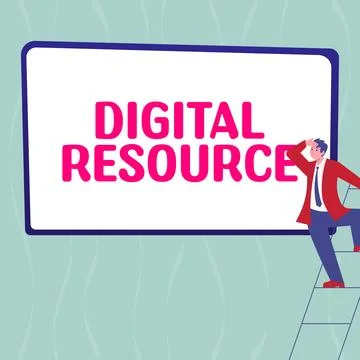 Text sign showing Digital Resource. Business approach content that distributed Stock Illustration