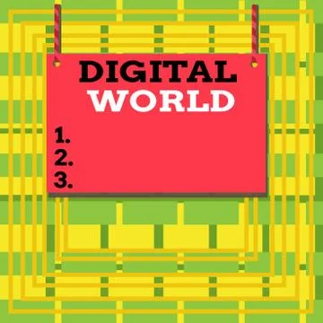 Text sign showing Digital World. Conceptual photo Inter connected through Stock Illustration
