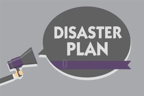 Text sign showing Disaster Plan. Conceptual photo Respond to Emergency Stockillustratie