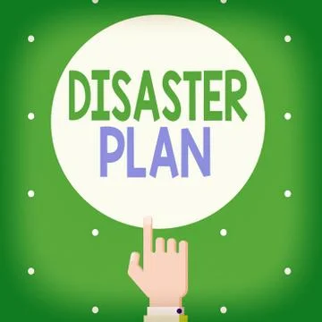 Text sign showing Disaster Plan. Conceptual photo Respond to Emergency Stockillustratie