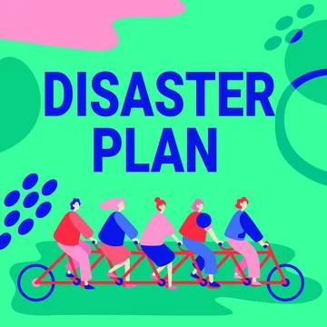 Text sign showing Disaster Plan. Business approach Respond to Emergency Stockillustratie