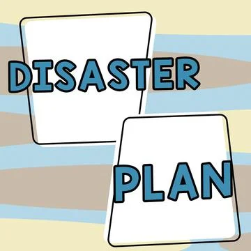 Text sign showing Disaster Plan. Conceptual photo Respond to Emergency Stock Illustration