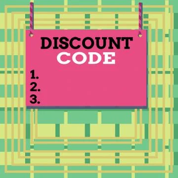 Text sign showing Discount Code. Conceptual photo Series of letters or numbers Stock-Illustration