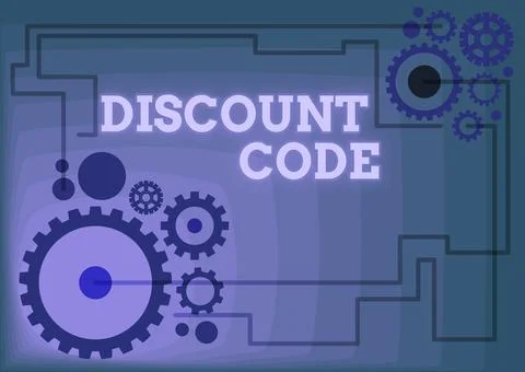 Text sign showing Discount Code. Concept meaning Series of letters or numbers Stock Illustration
