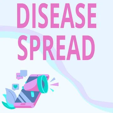 Text sign showing Disease Spread. Business idea Direct transfer of a viral agent Stock Illustration