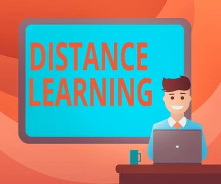 Text sign showing Distance Learning. Conceptual photo educational lectures 스톡 일러스트