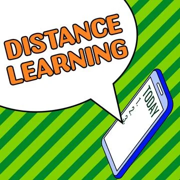 Text sign showing Distance Learning. Business overview educational lectures Illustrazione stock