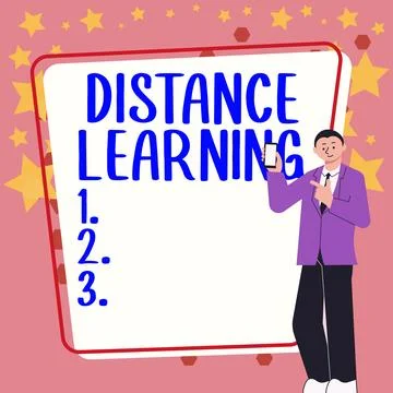 Text sign showing Distance Learning. Concept meaning educational lectures 库存插图