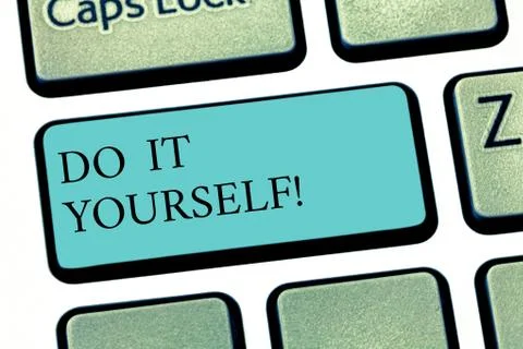 Text sign showing Do It Yourself. Conceptual photo Make something by your own 스톡 사진