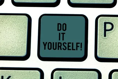 Text sign showing Do It Yourself. Conceptual photo Make something by your own 스톡 사진