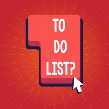 Text sign showing To Do List Question. Conceptual photo tasks that need compl Illustrazione stock