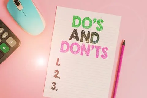 Text sign showing Do S And Don Ts. Conceptual photo Technologically complication Stock Photos