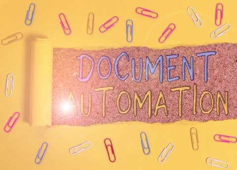 Text sign showing Document Automation. Conceptual photo workflows that assist in Stockfoto's