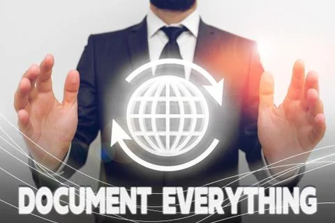 Text sign showing Document Everything. Conceptual photo computer file that Stock Photos