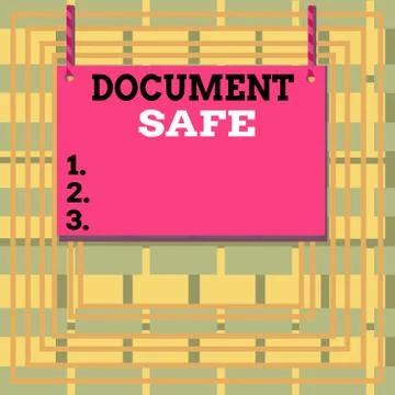 Text sign showing Document Safe. Conceptual photo keep your important paperwork Stock Illustration