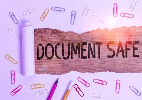 Text sign showing Document Safe. Conceptual photo keep your important paperwork 스톡 사진