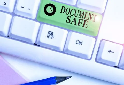 Text sign showing Document Safe. Conceptual photo keep your important paperwork Stock Photos