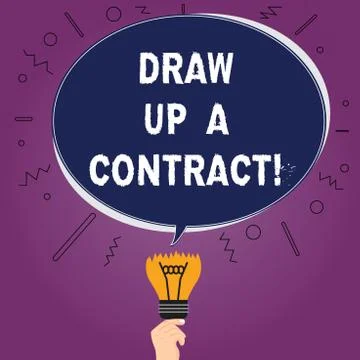 Text sign showing Draw Up A Contract. Conceptual photo Write a business Illustrazione stock