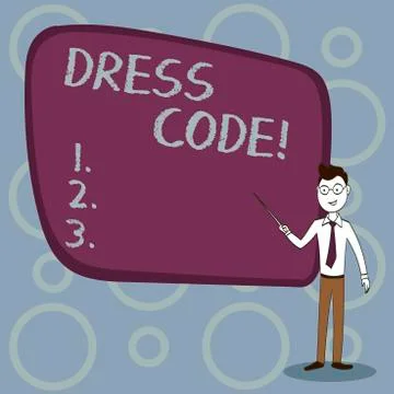 Text sign showing Dress Code. Conceptual photo Rules of what you can wear and Stock-Illustration
