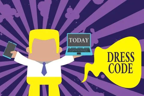 Text sign showing Dress Code. Conceptual photo an accepted way of dressing for a Stock Illustration