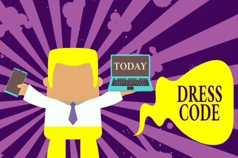 Text sign showing Dress Code. Conceptual photo an accepted way of dressing for a Stock Illustration