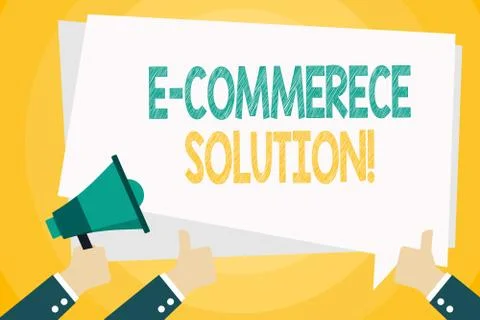 Text sign showing E Commerce Solution. Conceptual photo Software used by Stock Illustration