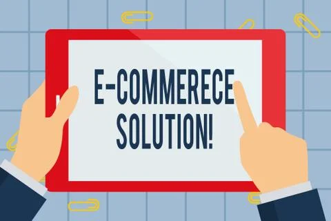 Text sign showing E Commerce Solution. Conceptual photo Software used by Stock Illustration