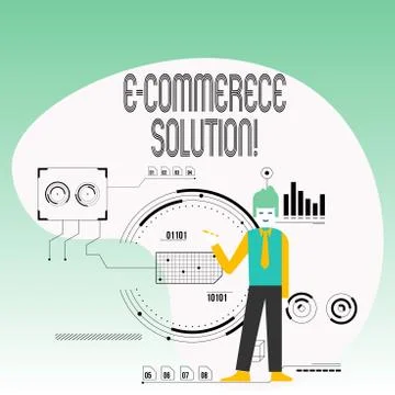 Text sign showing E Commerce Solution. Conceptual photo Software used by Stock Illustration