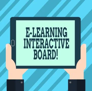 Text sign showing E Learning Interactive Board. Conceptual photo integrated set Illustrazione stock