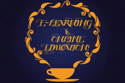 Text sign showing E Learning And Online Education. Conceptual photo Remote 스톡 일러스트