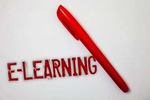 Text sign showing E-Learning. Conceptual photo Education by the internet Dist Fotos de archivo
