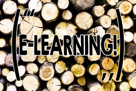 Text sign showing E Learning. Conceptual photo Education by the internet Distant Fotos de archivo