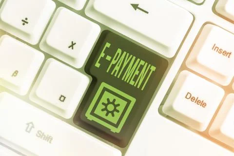 Text sign showing E Payment. Conceptual photo paying for goods or services on Stock Photos