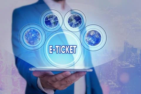 Text sign showing E Ticket. Conceptual photo Digital ticket that is as valid as Stock Photos