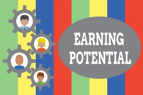 Text sign showing Earning Potential. Conceptual photo Top salary for a Stock Illustration