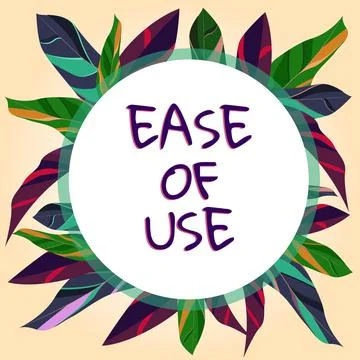 Text sign showing Ease Of Use. Internet Concept User friendly easy to operate Stock Illustration