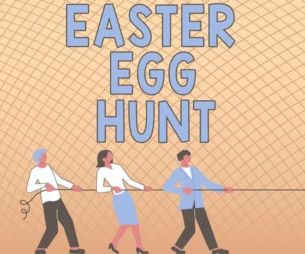 Text sign showing Easter Egg Hunt. Business approach Searching special season Illustrazione stock