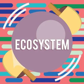 Text sign showing Ecosystem. Conceptual photo biological community of Ilustración de archivo