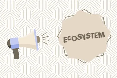 Text sign showing Ecosystem. Conceptual photo biological community of Ilustración de archivo