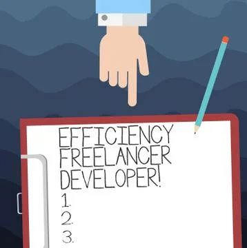 Text sign showing Efficiency Freelancer Developer. Conceptual photo ensure Illustrazione stock
