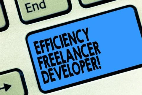 Text sign showing Efficiency Freelancer Developer. Conceptual photo ensure Stock Photos