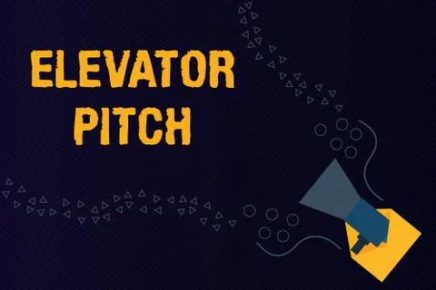 Text sign showing Elevator Pitch. Conceptual photo A persuasive sales pitch Illustrazione stock