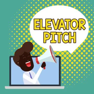 Text sign showing Elevator Pitch. Conceptual photo A persuasive sales pitch Ilustración de archivo