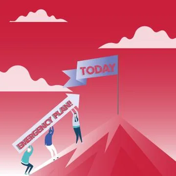 Text sign showing Emergency Plan. Conceptual photo actions developed to mitigate Stock Illustration