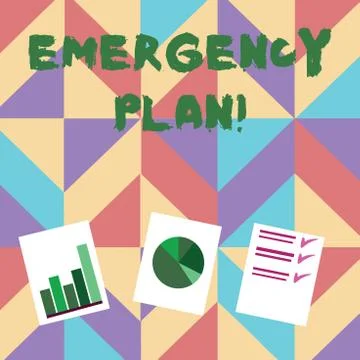 Text sign showing Emergency Plan. Conceptual photo actions developed to mitigate Stock Illustration